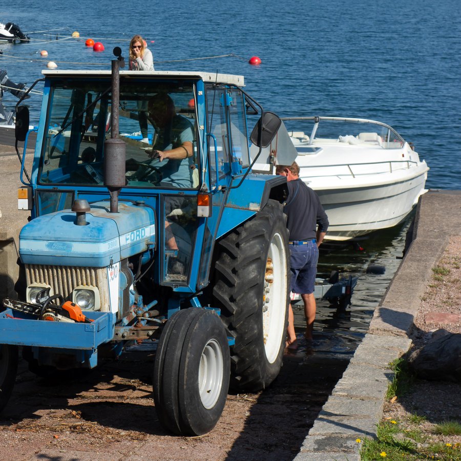 Boat on a trailer being hauled